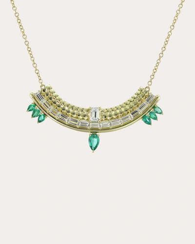 Type Jewelry Women's Emerald Type Stack Necklace In White Sapphire/emerald