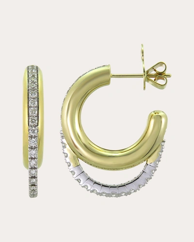 Type Jewelry 14k Yellow Gold Tube Drip Hoop Earrings With Diamonds In Gold