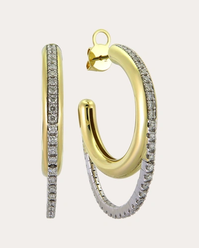 Type Jewelry 14k Yellow Gold Tube Drip Hoop Earrings With Diamonds In Gold