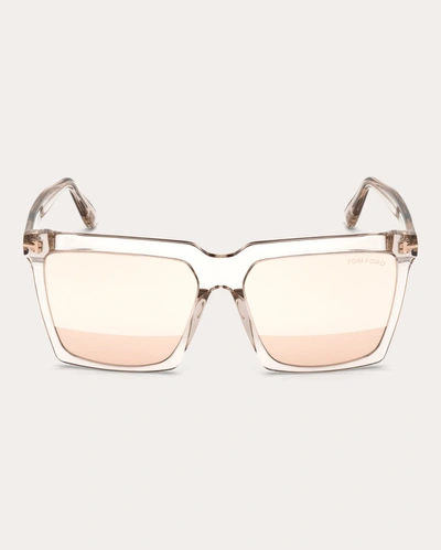 Shop Tom Ford Women's Shiny Transparent Sunglasses In Light Sand/rose Gold