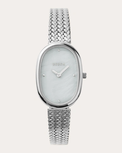 Shop Breda Women's Mother Of Pearl & Stainless Steel Jane Tethered Mesh Bracelet Watch - Women In Silver
