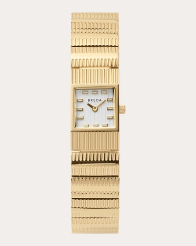 Shop Breda Women's White & 18k Gold-plated Groove Bracelet Watch