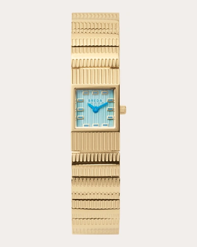 Shop Breda Women's Aqua & 18k Gold-plated Groove Bracelet Watch