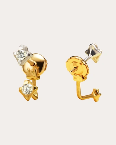 Shop Milamore Women's Double Diamond Hanabi Self Love Stud Earrings In Gold