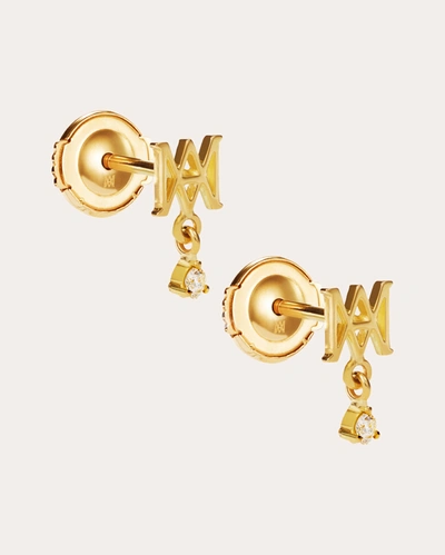 Shop Milamore Women's Diamond Emblem Self Love Stud Earrings In Gold