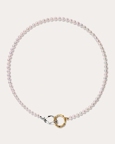 Shop Milamore Women's Akoya Pearl Kintsugi Infinity Necklace In White