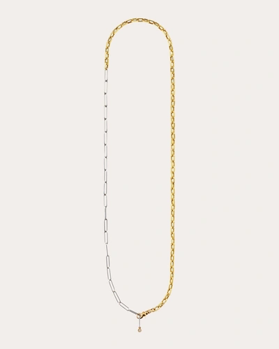 Shop Milamore Women's Diamond & 18k Gold Duo Chain Jr. Necklace In Yellow Gold/white Gold
