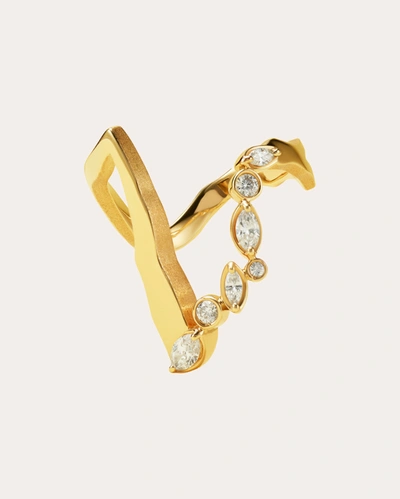 Shop Milamore Women's Floating Diamond Kintsugi Victoria Ring In Gold