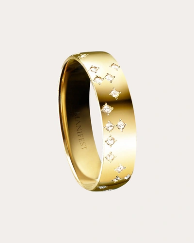 Shop Milamore Women's Diamond Braille 'manifest' Ring In Gold