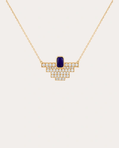 Maison Tjoeng Women's Azteca 18k Gold Lapis Lazuli And Diamond Pendant Necklace In Gold