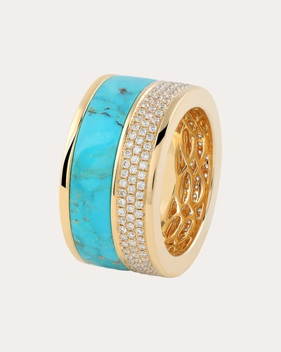 Maison Tjoeng Women's Composition 18k Gold Turquoise And Diamond Pavé Ring In Blue
