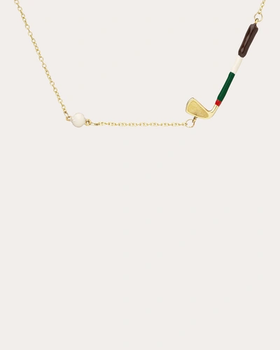 Shop Aliita Women's Golf Pelota Pendant Necklace In Gold