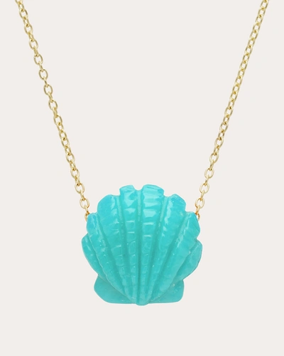 Shop Aliita Women's Turquoise Concha Pendant Necklace In Blue