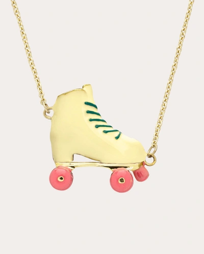 Shop Aliita Women's Rollerblade Pendant Necklace In Sugar Yellow/bubblegum Pink