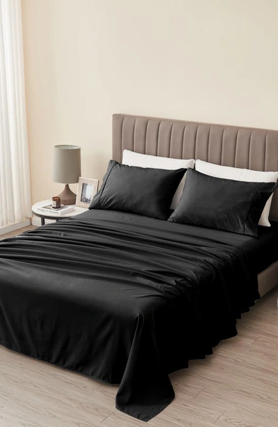 Woven & Weft Microfiber Sheet Set In Black