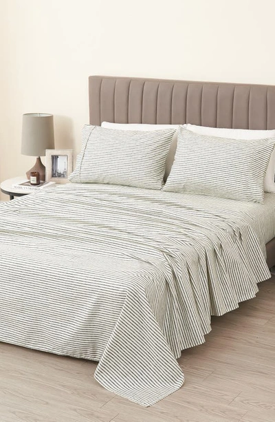 Woven & Weft Stripe Microfiber Sheet Set In Dark Grey