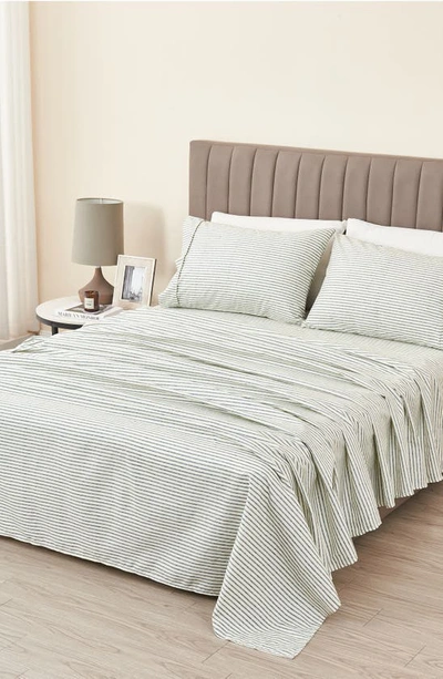 Woven & Weft Stripe Microfiber Sheet Set In Blue