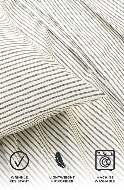 Woven & Weft Stripe Microfiber Sheet Set In Dark Grey