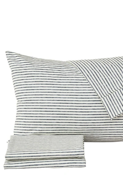 Woven & Weft Stripe Microfiber Sheet Set In Dark Grey