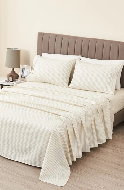 Woven & Weft Stripe Microfiber Sheet Set In Light Grey