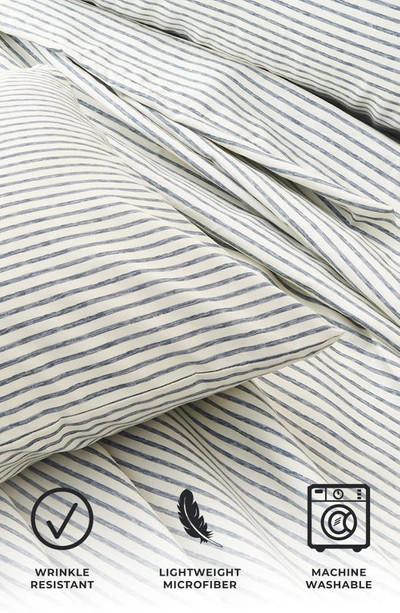 Woven & Weft Stripe Microfiber Sheet Set In Blue