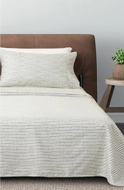 Woven & Weft Stripe Microfiber Sheet Set In Dark Grey