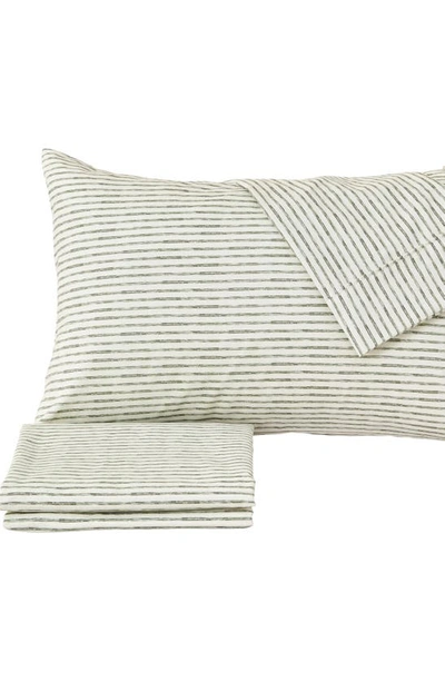 Woven & Weft Stripe Microfiber Sheet Set In Seafoam