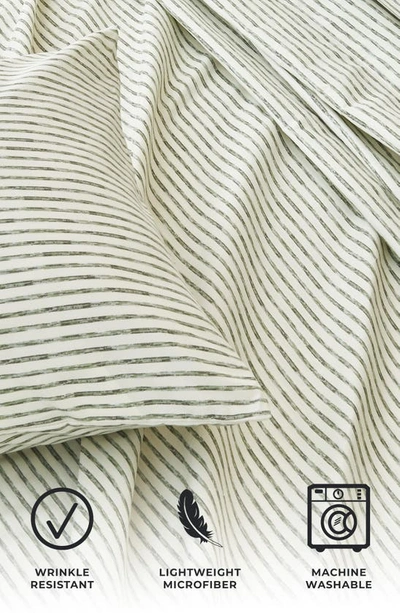 Woven & Weft Stripe Microfiber Sheet Set In Seafoam