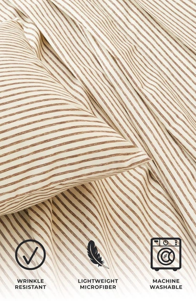 Woven & Weft Stripe Microfiber Sheet Set In Taupe