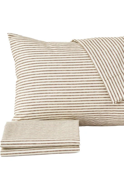 Woven & Weft Stripe Microfiber Sheet Set In Taupe