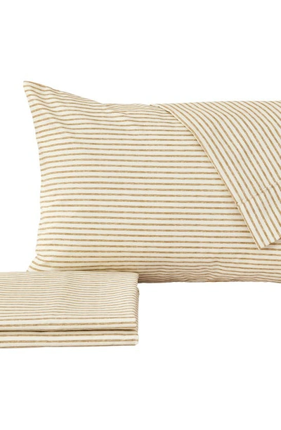 Woven & Weft Stripe Microfiber Sheet Set In Light Taupe