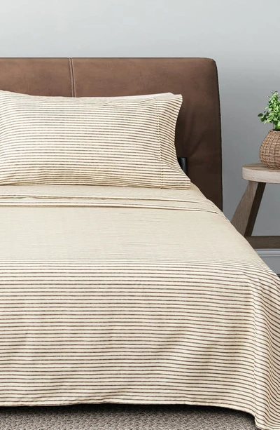 Woven & Weft Stripe Microfiber Sheet Set In Light Taupe