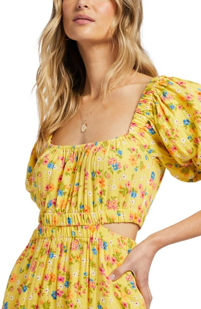Shop Billabong Dare To Bare Floral Cutout Dress In Honeybee