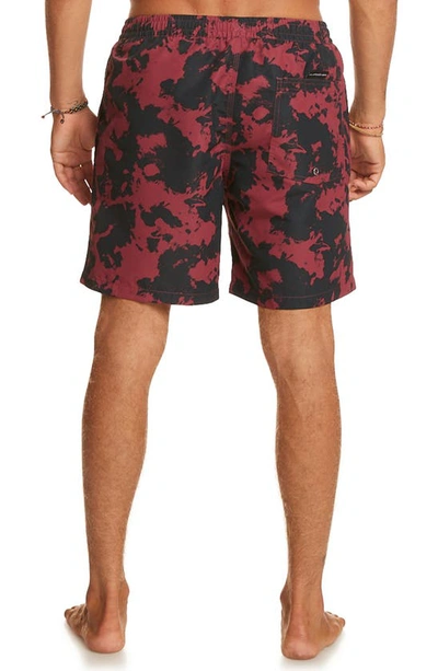 Shop Quiksilver Re-mix Volley Trunks In Mineral Red