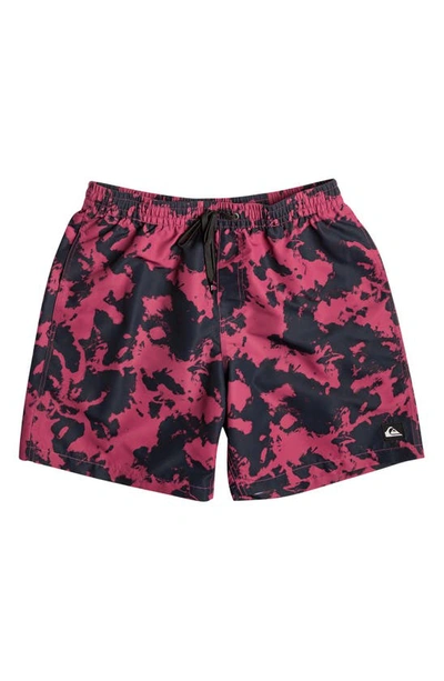 Shop Quiksilver Re-mix Volley Trunks In Mineral Red