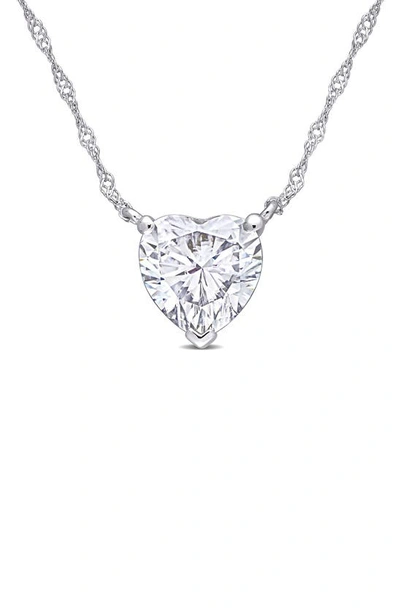 Shop Delmar Heart Shape Lab Created Moissanite Pendant Necklace In White