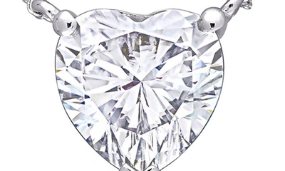 Shop Delmar Heart Shape Lab Created Moissanite Pendant Necklace In White