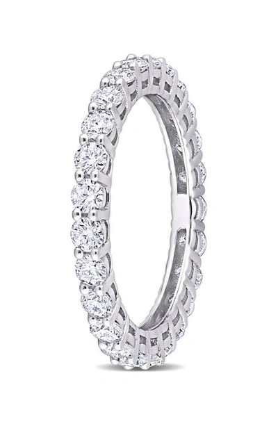 Delmar 10k White Gold Created Moissanite Infinity Band Ring In White
