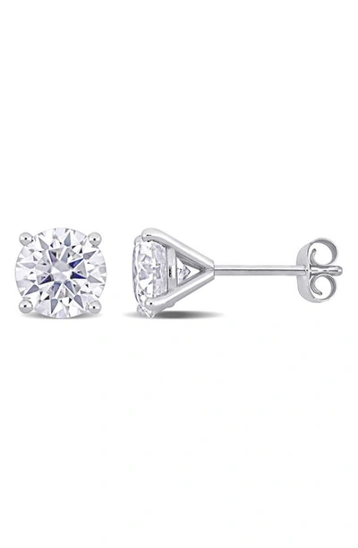 Shop Delmar Lab Created Moissanite Stud Earrings In White