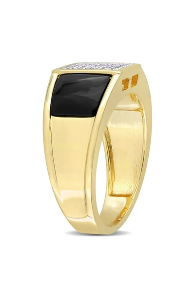 Delmar Black Onyx & Diamond Square Ring In Black