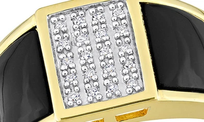 Delmar Black Onyx & Diamond Square Ring In Black
