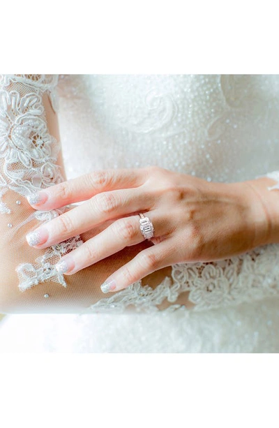 Delmar Emerald Cut Lab Created Moissanite Ring In Silver