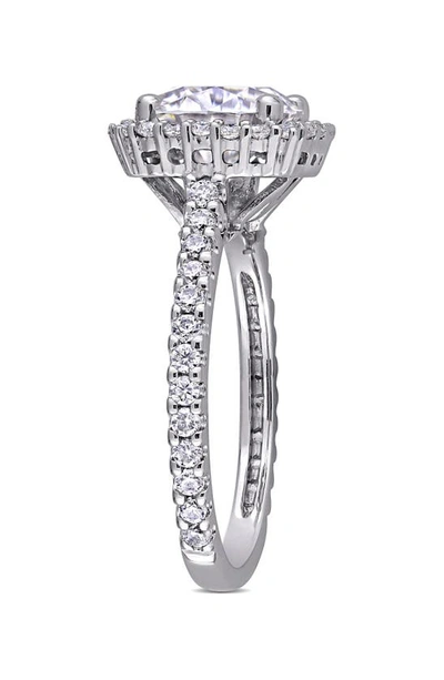 Delmar 10k White Gold Moissanite Halo Engagement Ring In White Gold