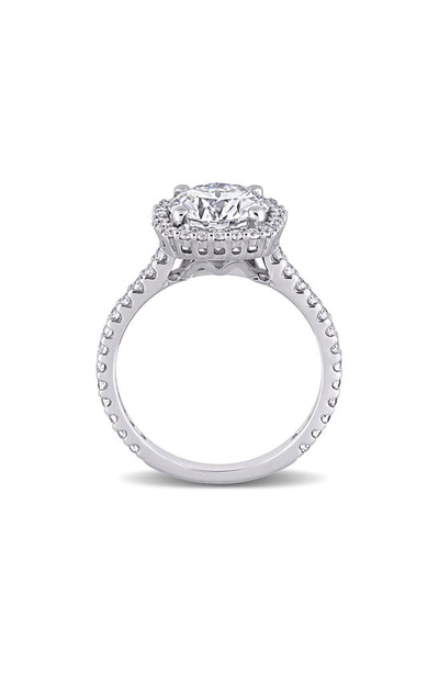 Delmar 10k White Gold Moissanite Halo Engagement Ring In White Gold