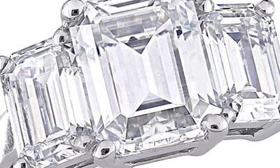 Delmar Emerald Cut Lab Created Moissanite Ring In Silver