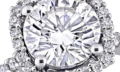 Delmar 10k White Gold Moissanite Halo Engagement Ring In White Gold