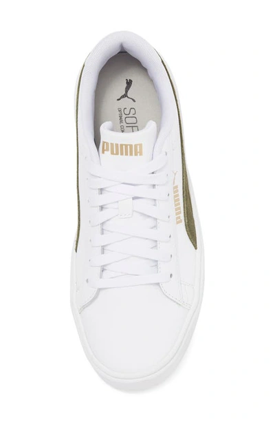 Shop Puma Smash Platform V3 Mono Twist Sneaker In  White-dark Olive