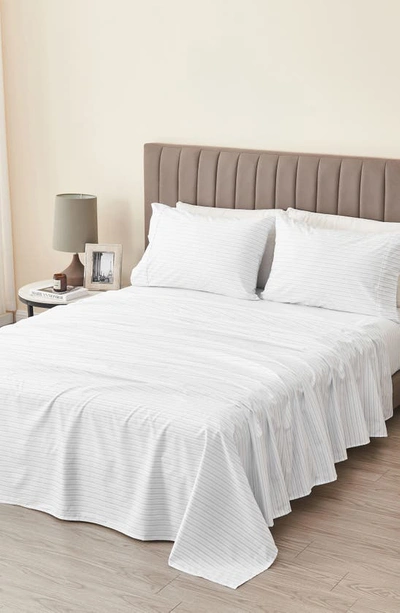 Woven & Weft Stripe Microfiber Sheet Set In Dark Grey
