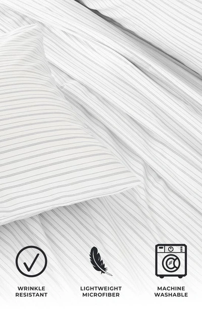 Woven & Weft Stripe Microfiber Sheet Set In Dark Grey
