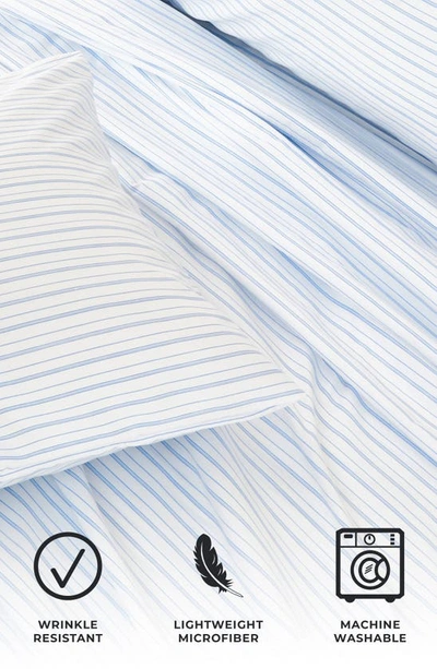Shop Woven & Weft Stripe Microfiber Sheet Set In Sky Blue